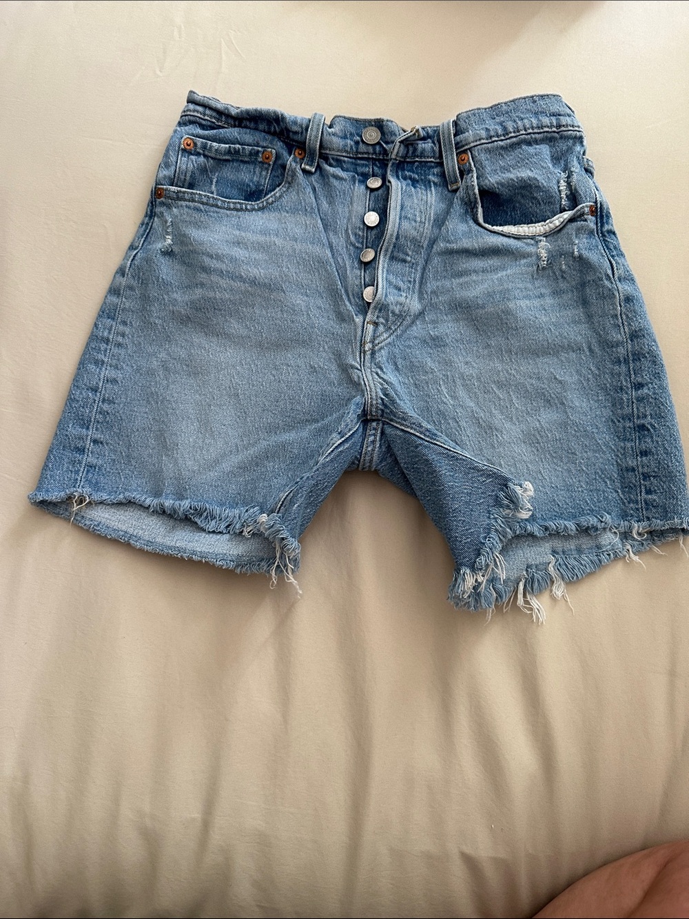 Levi's Light Blue Button-Fly Cutoff Denim Shorts